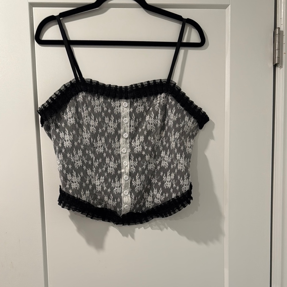 Black and White Ruffled Bustier Camisole